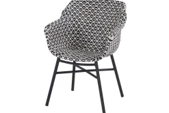 HARTMAN Xanadu Garten-Essgruppe, schwarz/grau/weiß, Aluminium/Glas-Keramik/Kunststoff, Ausziehtisch 220/280 x 100 cm, inkl. 8 Sessel