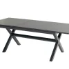 HARTMAN Xanadu / Raffaelo Garten-Essgruppe, xerix/natur, Alu/Teak/Glaskeramik, 2 Dining Sessel, 4 Klappstühle, 160/220x100cm, Teak Armlehnen