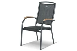 HARTMAN Xanadu / Raffaelo Garten-Essgruppe, xerix/natur, Alu/Teak/Glaskeramik, 2 Dining Sessel, 6 Klappstühle, 160/220x100cm, Teak Armlehnen