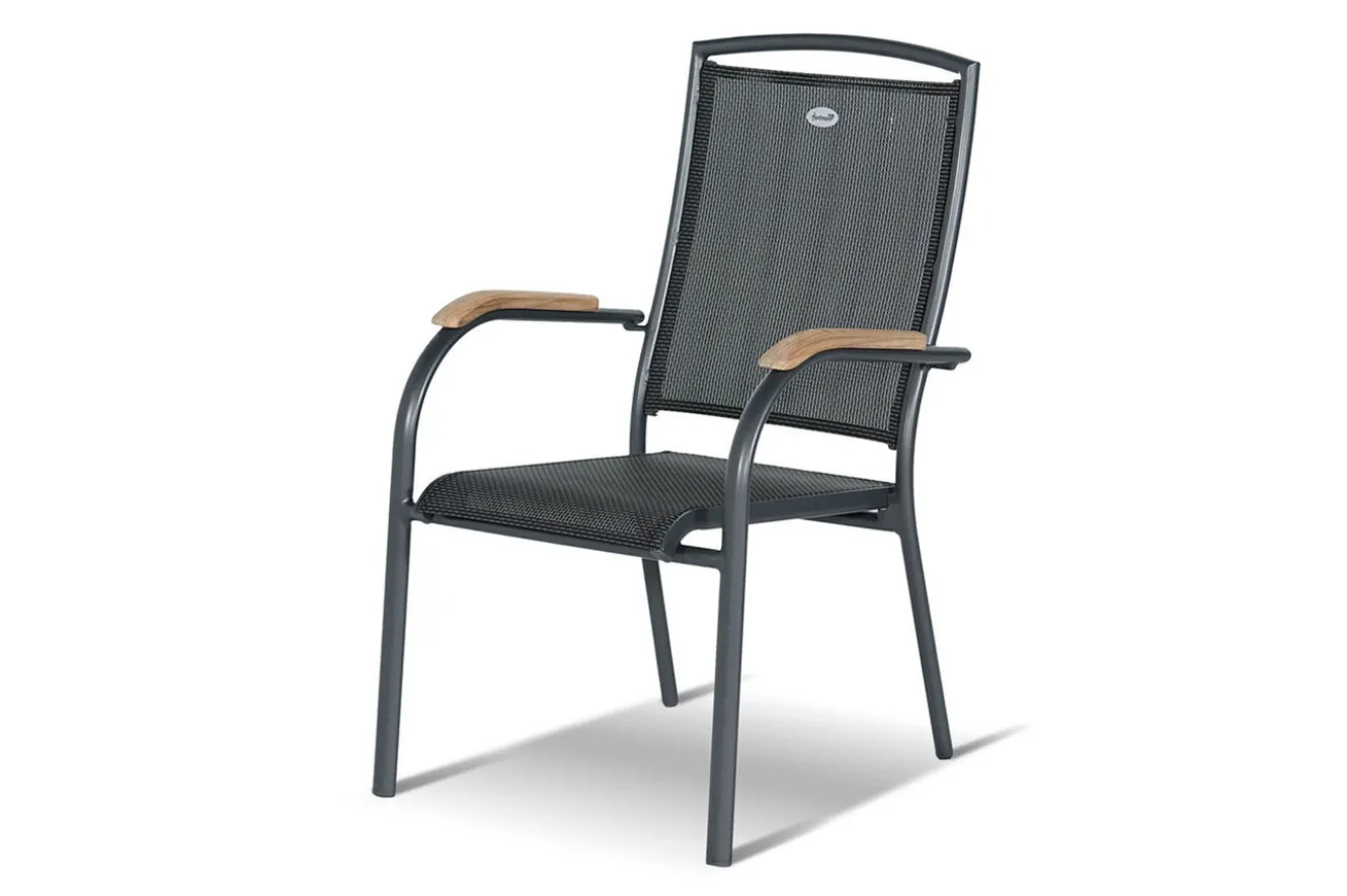 HARTMAN Xanadu / Raffaelo Garten-Essgruppe, xerix/natur, Alu/Teak/Glaskeramik, 8 Dining Sessel, 160/220x100cm, Teak Armlehnen