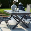 HARTMAN Xanadu / Raffaelo Garten-Essgruppe, xerix/natur, Alu/Teak/Glaskeramik, 4 Klappstühle, 160/220x100cm, Teak Armlehnen