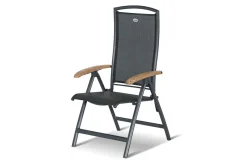HARTMAN Xanadu / Raffaelo Garten-Essgruppe, xerix/natur, Alu/Teak/Glaskeramik, 4 Klappstühle, 160/220x100cm, Teak Armlehnen
