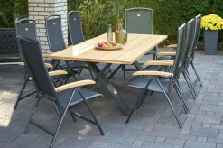 HARTMAN Xanadu / Raffaelo Garten-Essgruppe, xerix/anthrazit, Alu/Teakholz, 8 Klappstühle, 220x100cm