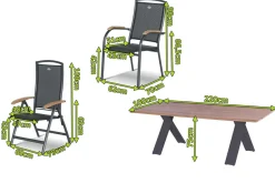 HARTMAN Xanadu / Raffaelo Garten-Essgruppe, xerix/anthrazit, Alu/Teakholz, 2 Stapelsessel, 6 Klappstühle, 220x100cm