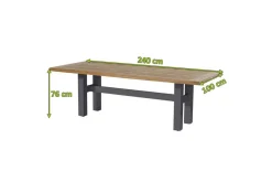 HARTMAN Yasmani Esstisch, xerix/teak natural, Alu/Teak, 240x100cm