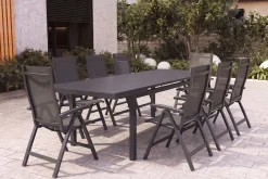 KETTLER Altura Garten-Essgruppe, anthrazit, Alu/Textilene, Tisch 180/240x100cm, 8 Klappstühle