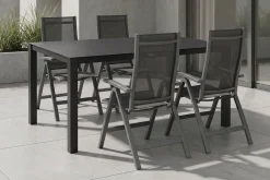 KETTLER Altura Garten-Essgruppe, anthrazit, Alu/Spraystone/Textil, 160 x 95 cm, 4 Klappstühle