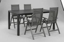 KETTLER Altura Garten-Essgruppe, anthrazit, Alu/Spraystone/Textil, 160 x 95 cm, 4 Klappstühle