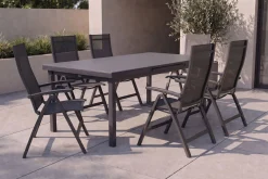 KETTLER Altura Garten-Essgruppe, anthrazit, Alu/Textilene, Tisch 180/240x100cm, 6 Klappstühle