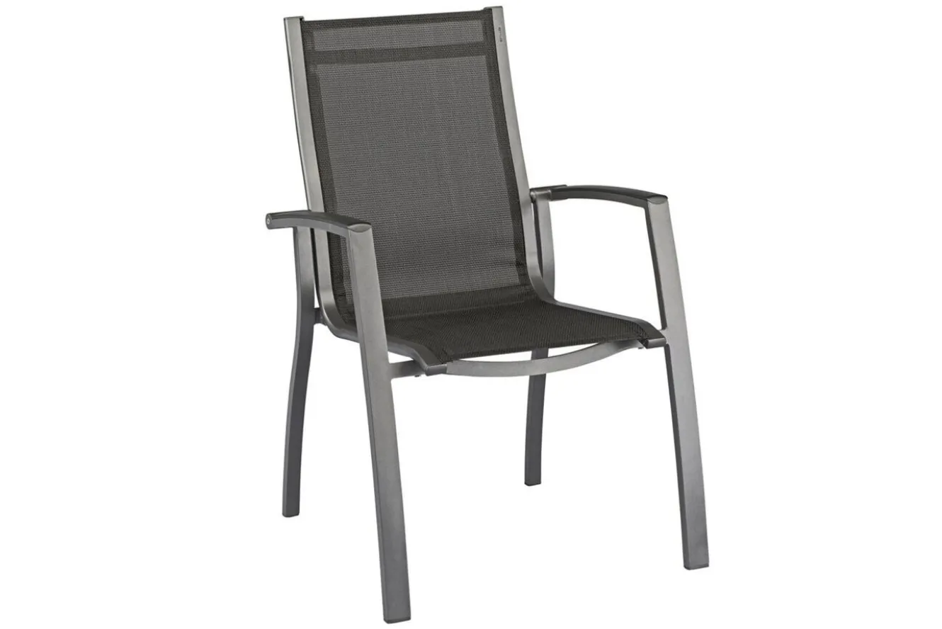 KETTLER Altura Garten-Essgruppe, anthrazit, Alu/Textilene, Tisch 180/240x100cm, 6 Stapelsessel