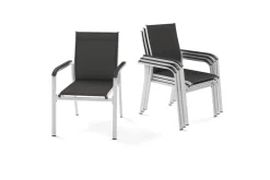 Kettler BasicPlus 4er-Set Stapelsessel, silber/anthrazit, 0301205-0000