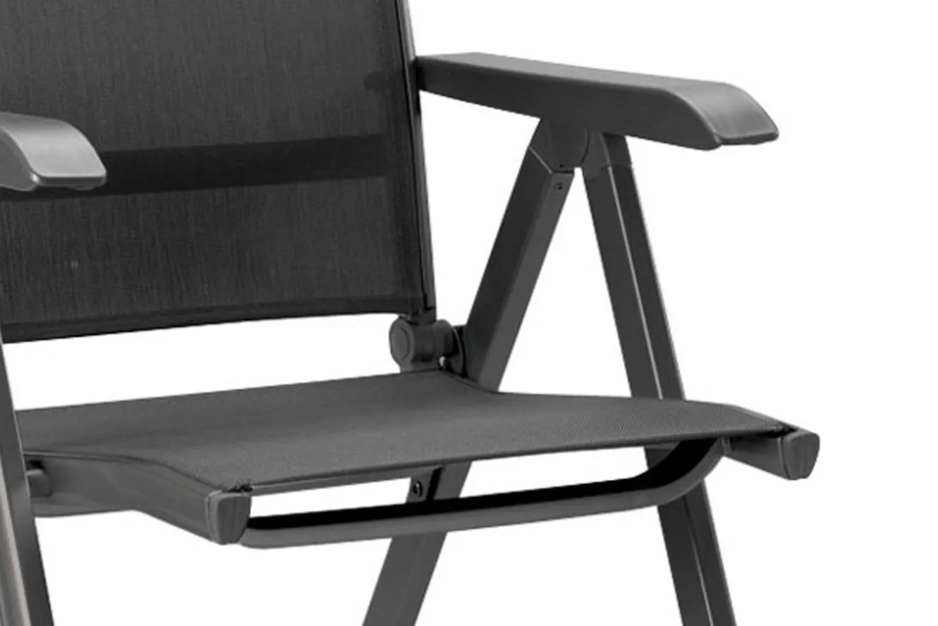 KETTLER Basic Plus Garten-Essgruppe, anthrazit/anthrazit, Alu/Textilene, 180/240x90cm, 4 Stapel-, 2 Klappstühle