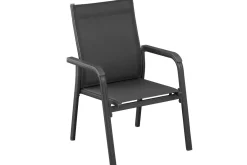 KETTLER Basic Plus Garten-Essgruppe, anthrazit/anthrazit, Alu/Textilene, 180/240x90cm, 4 Stapel-, 2 Klappstühle