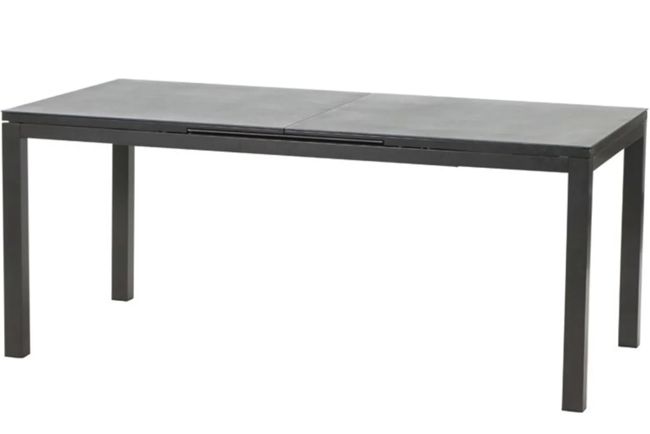 KETTLER Basic Plus Garten-Essgruppe, anthrazit/anthrazit, Alu/Textilene, 180/240x90cm, 4 Stapel-, 2 Klappstühle