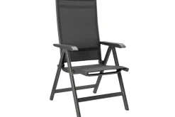 KETTLER Basic Plus Garten-Essgruppe, anthrazit/anthrazit, Alu/Textilene, 180/240x90cm, 4 Stapel-, 2 Klappstühle