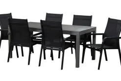 KETTLER Basic Plus Garten-Essgruppe, anthrazit/anthrazit, Alu/Textilene, 180/240x90cm, 6 Stapelsessel