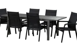 KETTLER Basic Plus Garten-Essgruppe, anthrazit/anthrazit, Alu/Textilene, 180/240x90cm, 6 Stapelsessel