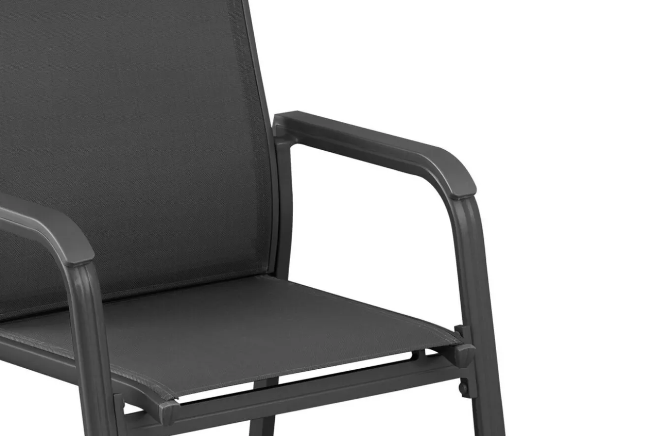 KETTLER BasicPlus Garten-Essgruppe, anthrazit, Alu/Textilene, Tisch 180/240x100cm, 4 Stapel-, 2 Klappstühle
