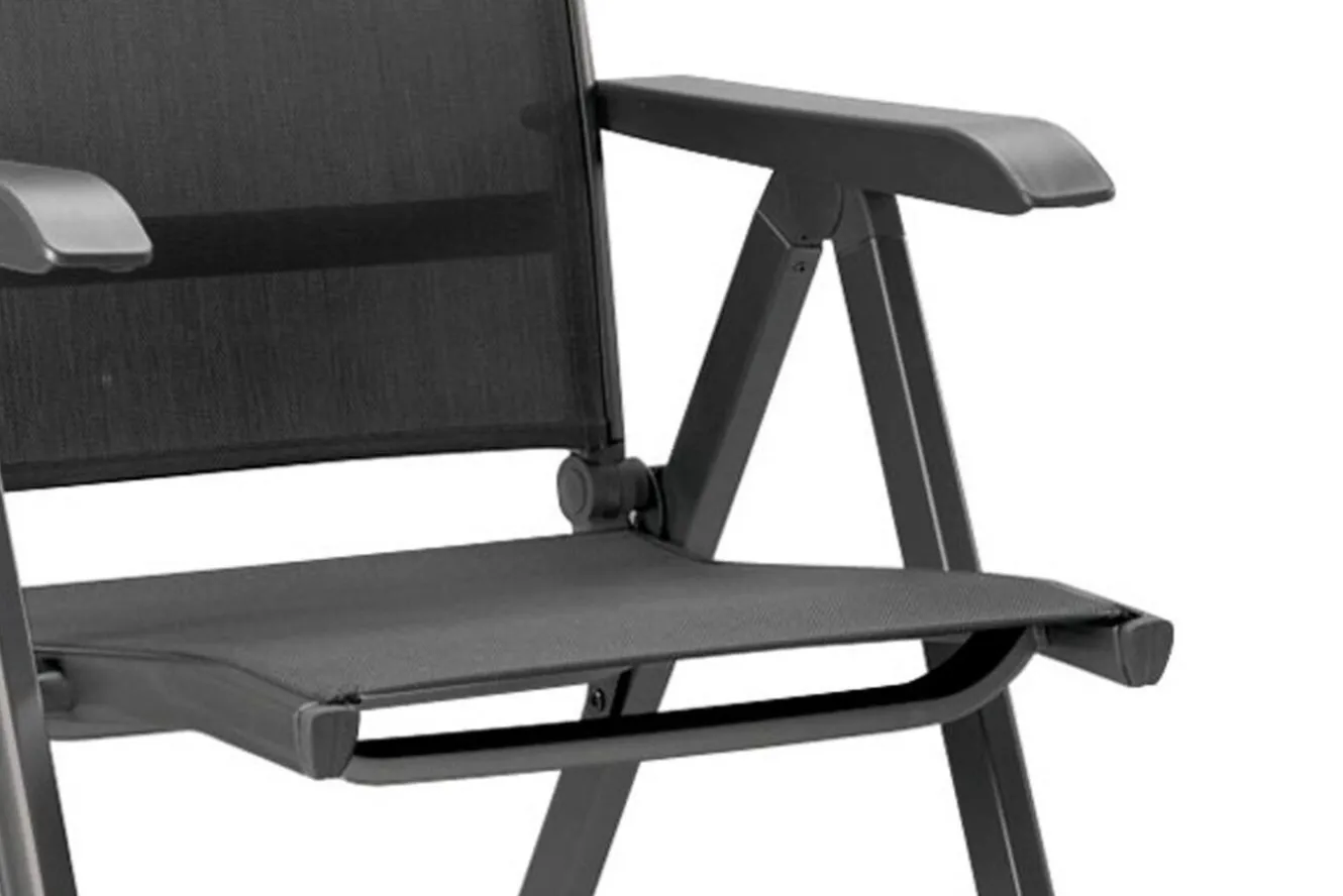 KETTLER BasicPlus Garten-Essgruppe, anthrazit, Alu/Textilene, Tisch 180/240x100cm, 4 Stapel-, 2 Klappstühle