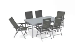 KETTLER BasicPlus Garten-Essgruppe, 6 Personen, ausziehbar, 180-240cm, Alu/Textilene, Klappstühle