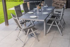 KETTLER BasicPlus Garten-Essgruppe, 6 Personen, ausziehbar, 180-240cm, Alu/Textilene, Klappstühle