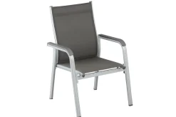KETTLER BasicPlus Garten-Essgruppe, silber/anthrazit, Alu/Spraystone/Textil, 160x95 cm, 4 Stapelsessel