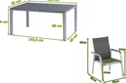 KETTLER BasicPlus Garten-Essgruppe, silber/anthrazit, Alu/Spraystone/Textil, 160x95 cm, 4 Stapelsessel