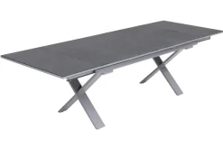 KETTLER BasicPlus Garten-Essgruppe, silber / anthrazit, Alu / Spraystone / Textil, Tisch 180/280x100cm, 10 Klappstühle