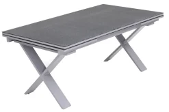 KETTLER BasicPlus Garten-Essgruppe, silber / anthrazit, Alu / Spraystone / Textil, Tisch 180/280x100cm, 10 Klappstühle