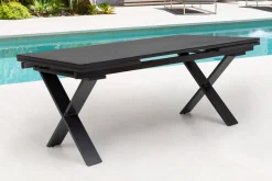 KETTLER BasicPlus Garten-Essgruppe, anthrazit, Alu / Spraystone / Textil, Tisch 180/280x100cm, 8 Klappstühle