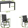 KETTLER BasicPlus Garten-Essgruppe, anthrazit, Alu/Spraystone/Textil, 160 x 95 cm, 4 Stapelsessel, 2 Klappstühle