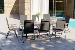 KETTLER BasicPlus Garten-Essgruppe, 8 Personen, ausziehbarer Tisch 180–240 cm, Aluminium/Textilene