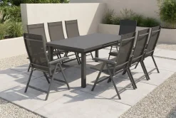 KETTLER BasicPlus Garten-Essgruppe, 8 Personen, ausziehbarer Tisch 180–240 cm, Aluminium/Textilene