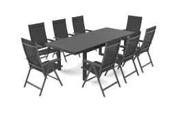 KETTLER BasicPlus Garten-Essgruppe, 8 Personen, ausziehbarer Tisch 180–240 cm, Aluminium/Textilene