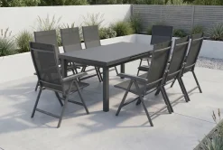 KETTLER BasicPlus Garten-Essgruppe, 8 Personen, ausziehbarer Tisch 180–240 cm, Aluminium/Textilene