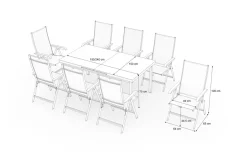 KETTLER BasicPlus Garten-Essgruppe, 8 Personen, ausziehbarer Tisch 180–240 cm, Aluminium/Textilene