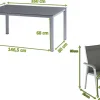 KETTLER BasicPlus Garten-Essgruppe, silber/anthrazit, Alu/Spraystone/Textil, 160x95 cm, 6 Stapelsessel