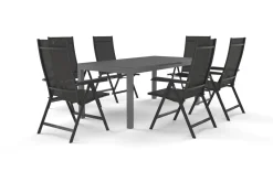 Kettler BasicPlus Garten-Essgruppe, 6 Personen, ausziehbarer Tisch 180–240 cm, Aluminium/Textilene