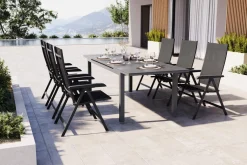 Kettler BasicPlus Garten-Essgruppe, 6 Personen, ausziehbarer Tisch 180–240 cm, Aluminium/Textilene