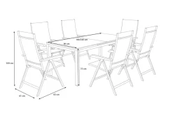 Kettler BasicPlus Garten-Essgruppe, 6 Personen, ausziehbarer Tisch 180–240 cm, Aluminium/Textilene