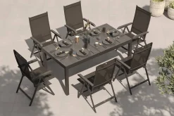 Kettler BasicPlus Garten-Essgruppe, 6 Personen, ausziehbarer Tisch 180–240 cm, Aluminium/Textilene