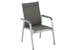 KETTLER BasicPlus Garten-Essgruppe, silber / anthrazit, Alu / Spraystone / Textil, Tisch 180/280x100cm, 8 Stapelsessel