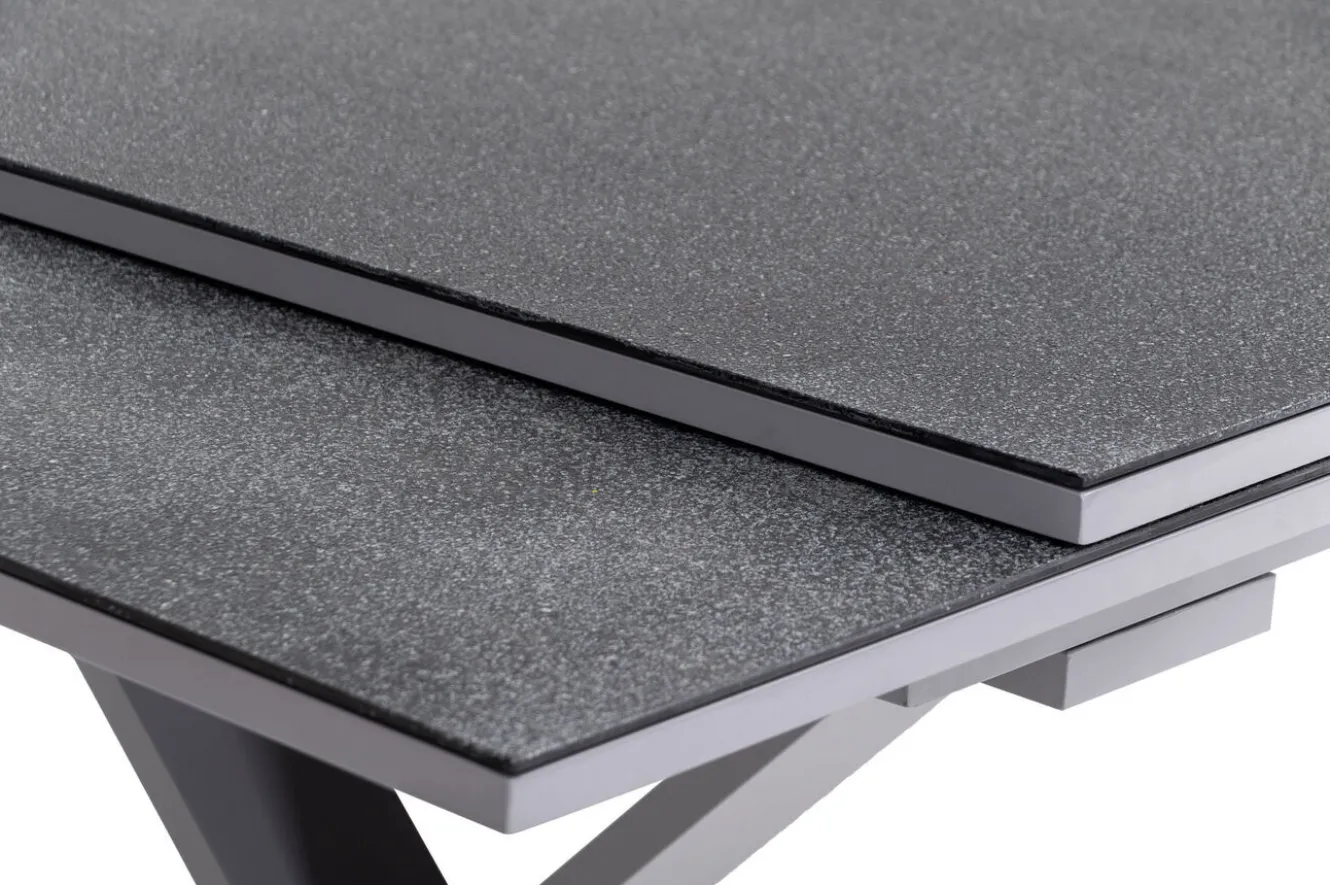KETTLER BasicPlus Garten-Essgruppe, silber / anthrazit, Alu / Spraystone / Textil, Tisch 180/280x100cm, 8 Stapelsessel