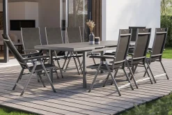 KETTLER BasicPlus Garten-Essgruppe, 8 Personen, ausziehbar, 180-240cm, Alu/Textilene, Klappstühle