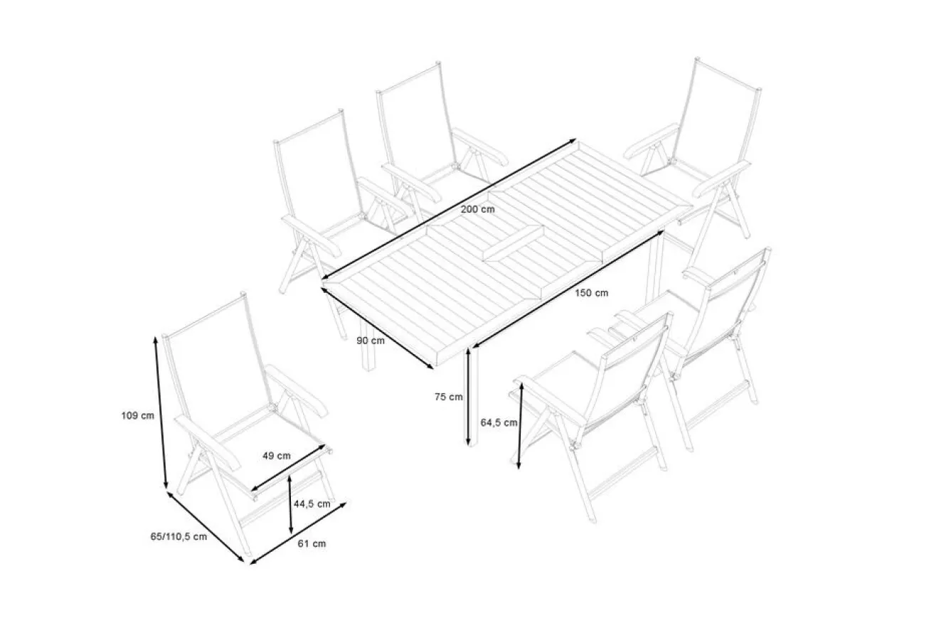 KETTLER BasicPlus Garten-Essgruppe mit 6 Sesseln, silber/anthrazit, Alu/Edelstahl, ausziehbar & klappbar, UV-beständig, pflegeleicht