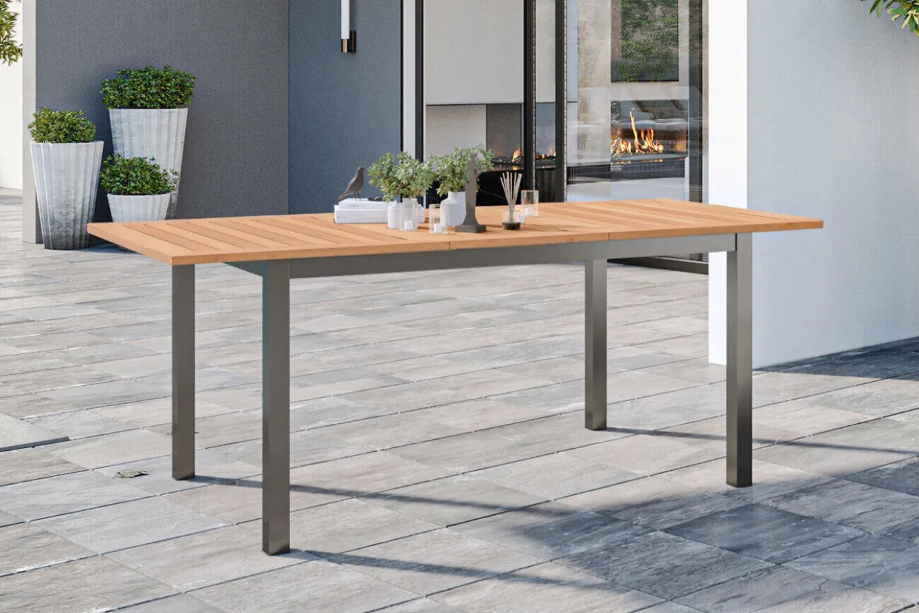 KETTLER BasicPlus Garten-Essgruppe mit 6 Sesseln, silber/anthrazit, Alu/Edelstahl, ausziehbar & klappbar, UV-beständig, pflegeleicht