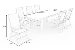 KETTLER BasicPlus Garten-Essgruppe, anthrazit, Alu/Textilene, Tisch 180/240x100cm, 6 Klappstühle