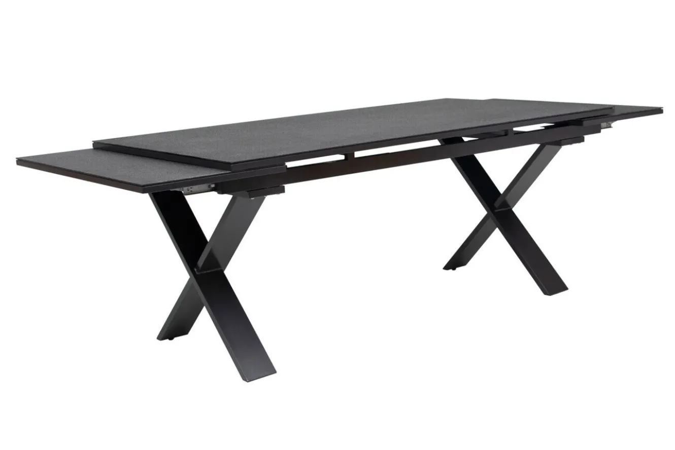 KETTLER BasicPlus Garten-Essgruppe, anthrazit, Alu / Spraystone / Textil, Tisch 180/280x100cm, 8 Stapelsessel