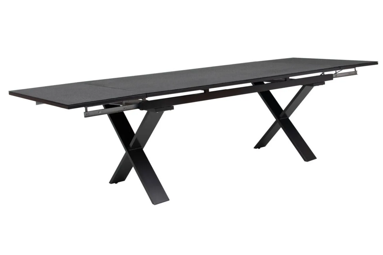 KETTLER BasicPlus Garten-Essgruppe, anthrazit, Alu / Spraystone / Textil, Tisch 180/280x100cm, 8 Stapelsessel