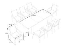 KETTLER BasicPlus Garten-Essgruppe, silber, Alu/Textilene, Tisch 180/240x100cm, 8 Stapelsessel